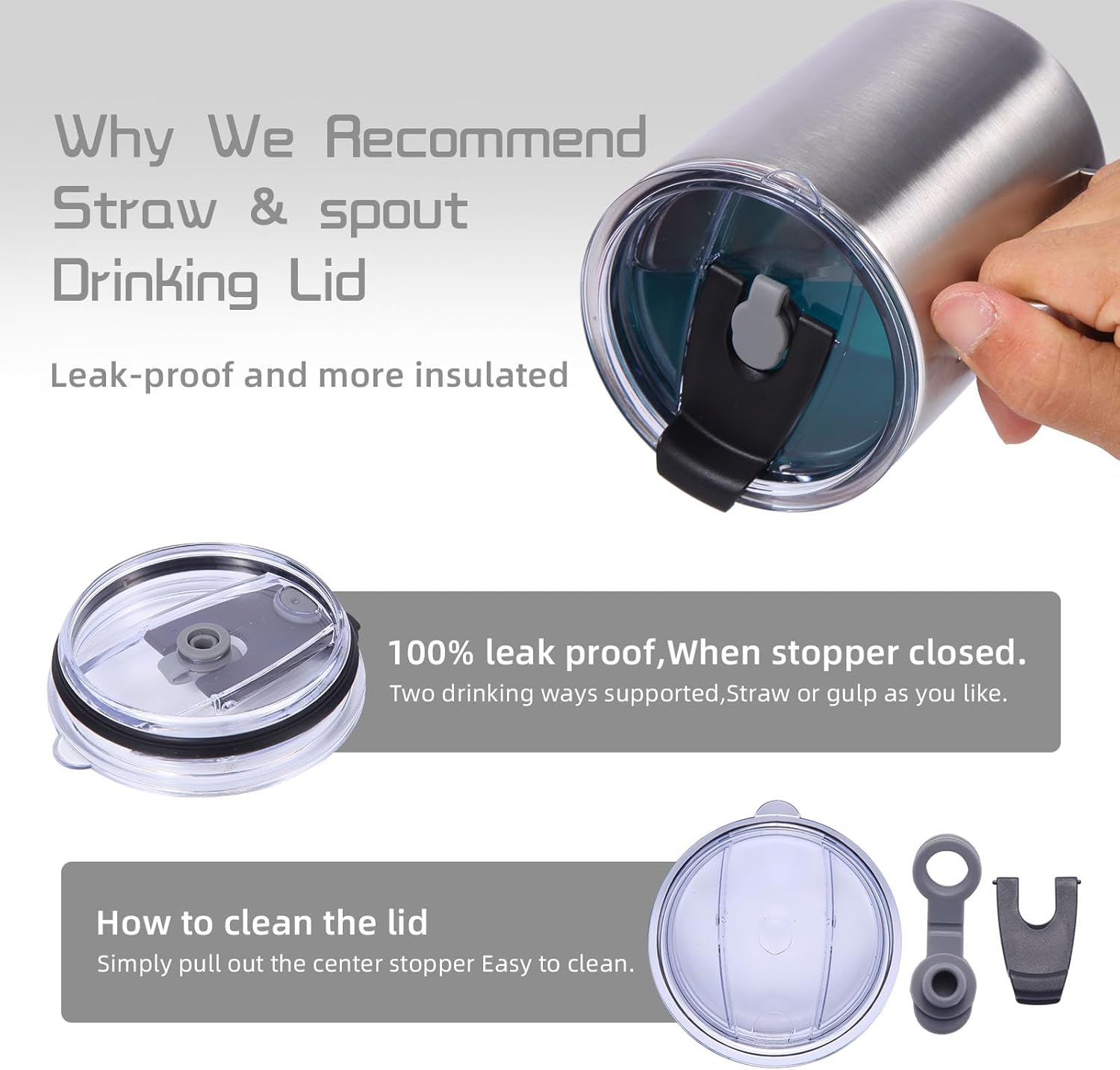 Volhoply 12oz Insulated Leakproof Coffee Mug with Flip & Straw Lid Bulk 8 Pack,Double Wall Vacuum Stainless Steel Travel Tumbler Cup with Handle,Reusable Camping Keep Cold/Hot(Silver,8 Set) - Image 5