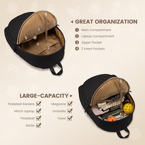 Miniatura 4 de Sucipi Bolsas de tenis para mujer, mochila acolchada para raqueta de tenis, palas de pickleball, bádminton