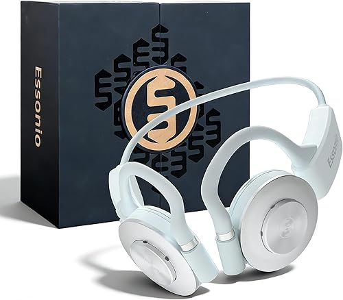 Essonio Auriculares de oído abierto - Auriculares inalámbricos Bluetooth de conducción de aire ultra profundos de 3 niveles de graves ultraanchos