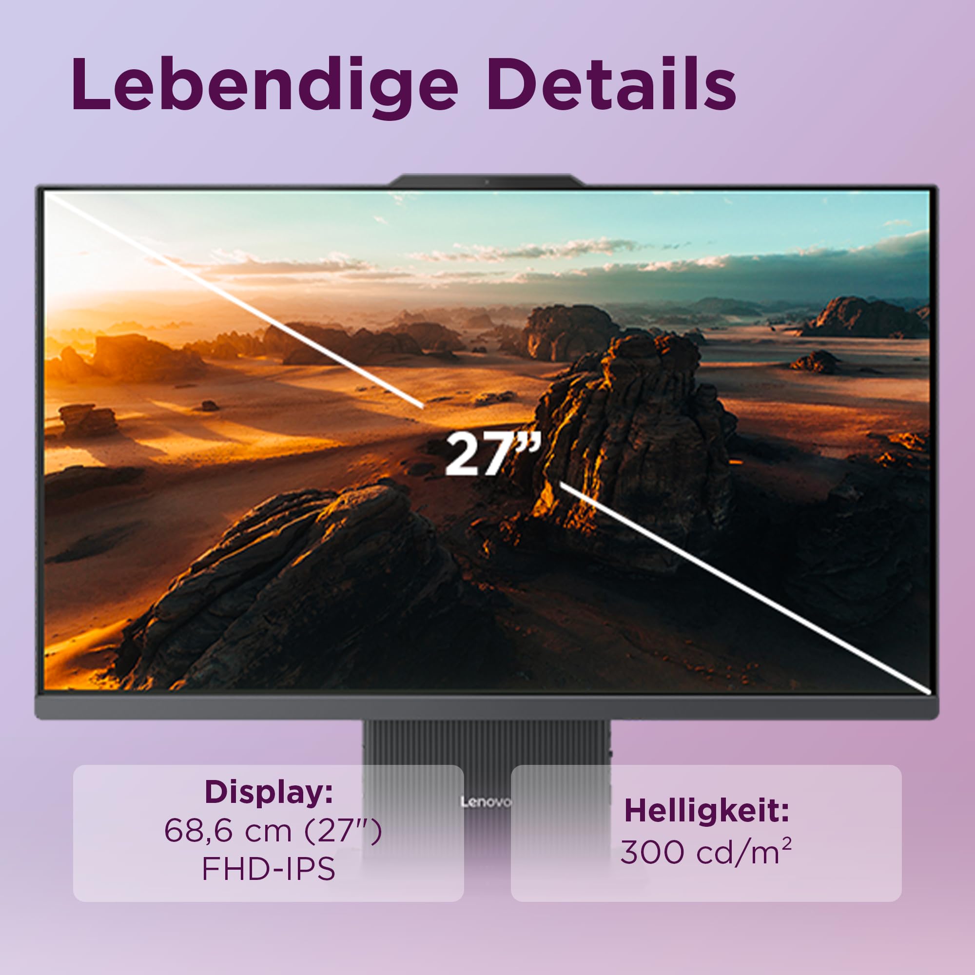 Lenovo IdeaCentre All-In-One PC | 27" Full HD Display | AMD Ryzen 7 250 | 16GB RAM | 1TB SSD | AMD Radeon 780M Grafik | Windows 11 | Inkl. Maus und Tastatur | Grau | 3 Monate Premium Care