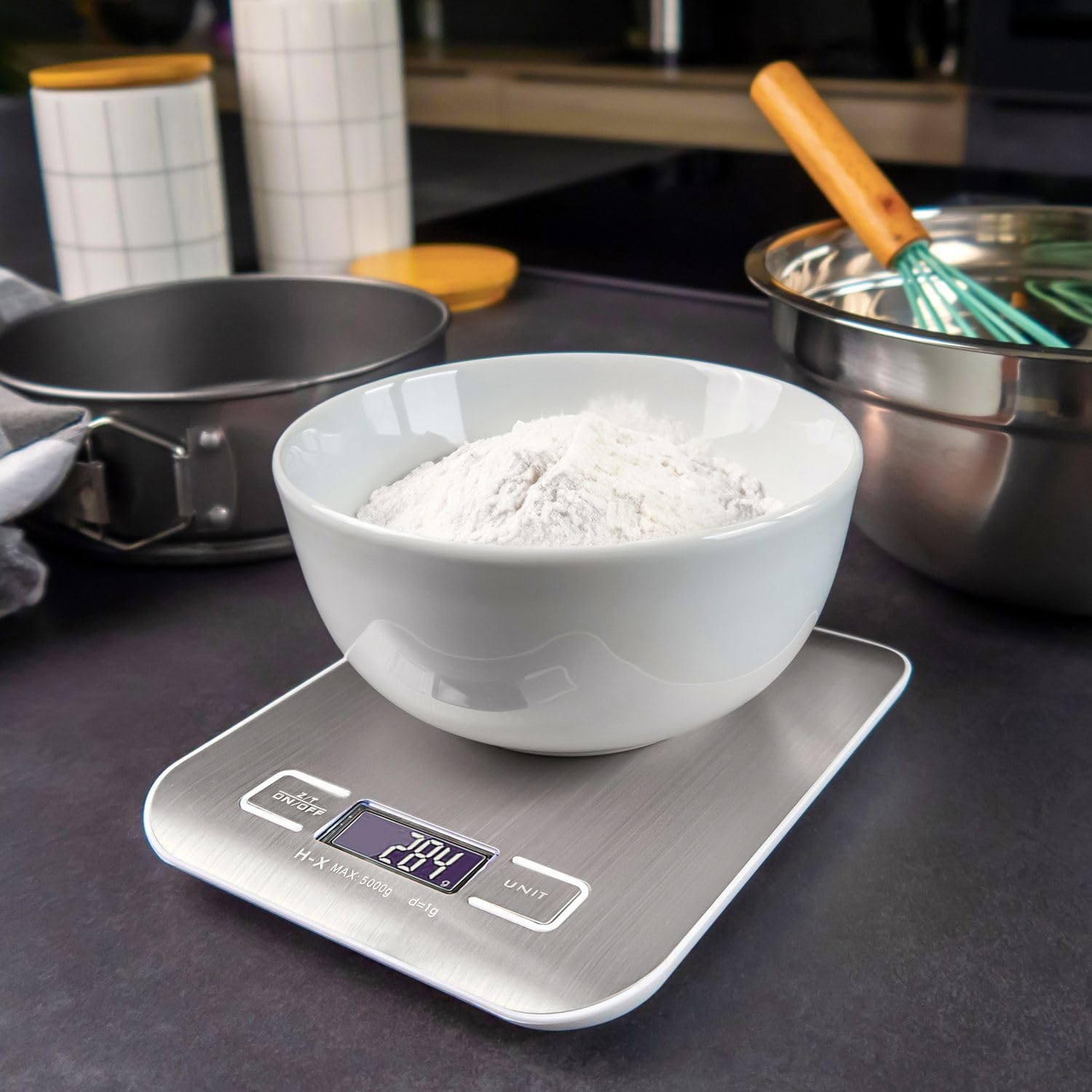Intirilife Digitale Küchenwaage 5 kg -Silber- Wiederaufladbar per USB & Batteriebetrieb- Elektronische Waage mit Tara Funktion- Präzise Küchen Digitalwaage mit LCD-Display zum Backen,Kochen, 1g Baumarkt