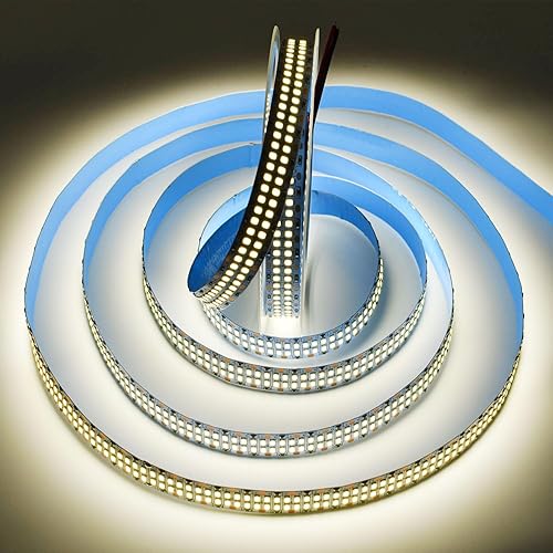 Miniatura 13 de Tira de luz LED de doble fila, luz blanca diurna 6500 K, súper brillante, regulable, impermeable, 12 V, 16.4 pies, SMD 2835 2400 LED, cinta de luz