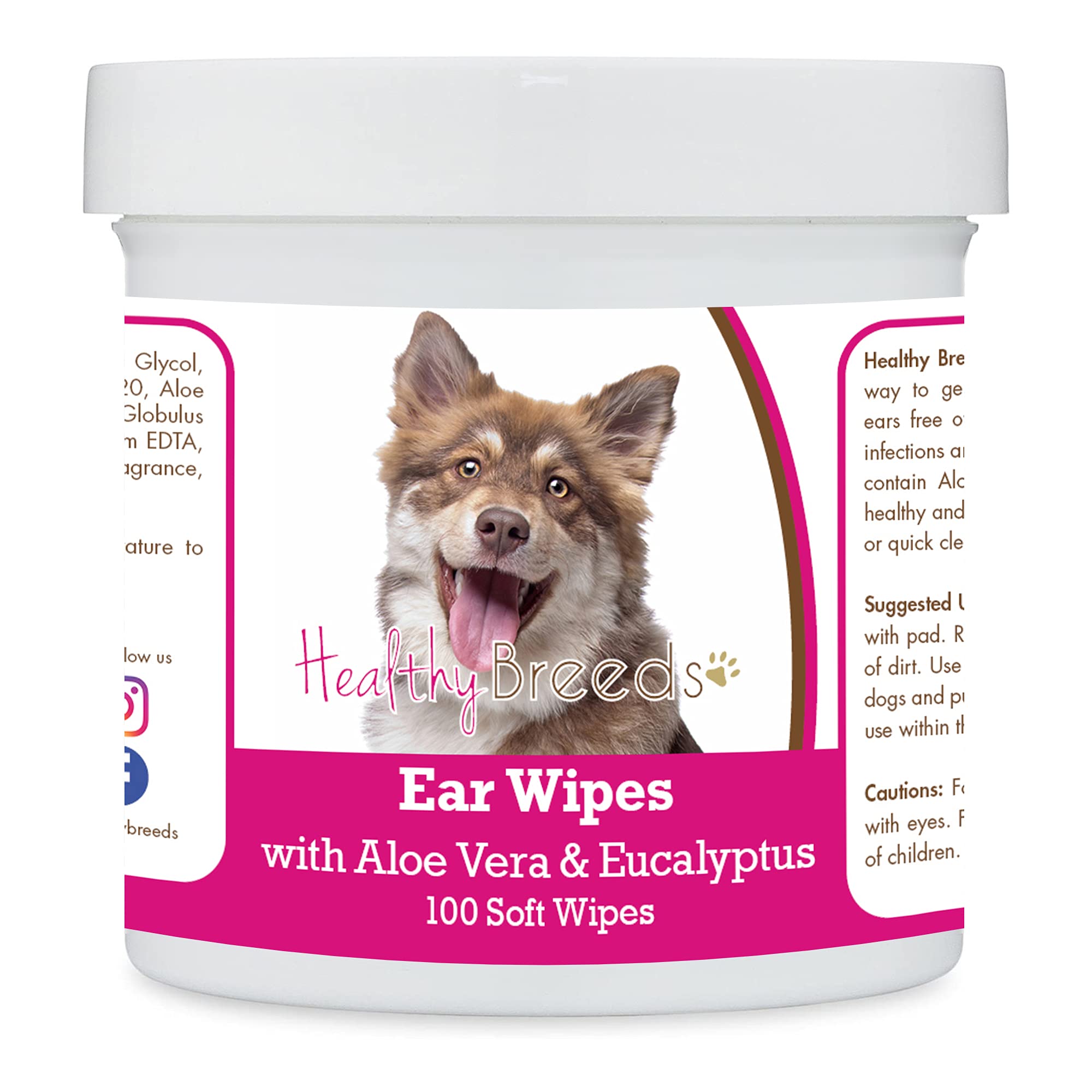 Healthy Breeds Finnish Lapphund Ear Cleaning Wipes with Aloe &amp; Eucalyptus for Dogs 100 Count