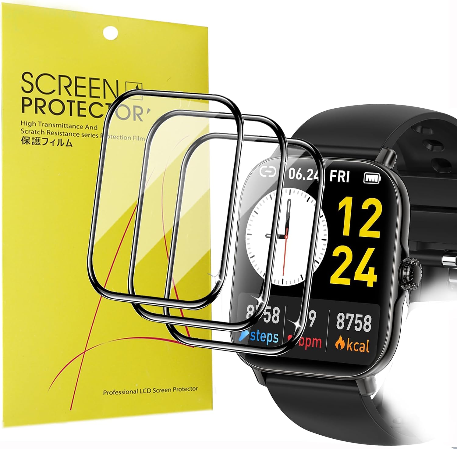 Lamshaw Compatible for Zhizhi Smart Watch Screen Protector, [3 Pack] 3D Full Coverage PET Soft Screen Protector Film Compatible for Zhizhi P72 1.91 Inches Smart Watch (3 PACK)