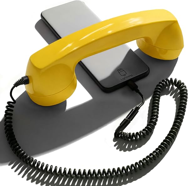 Opis Technology Auricular de Estilo Retro en Forma de Receptor de teléfono (Versión para iPhone) - el 60s Micro Amarillo - 1