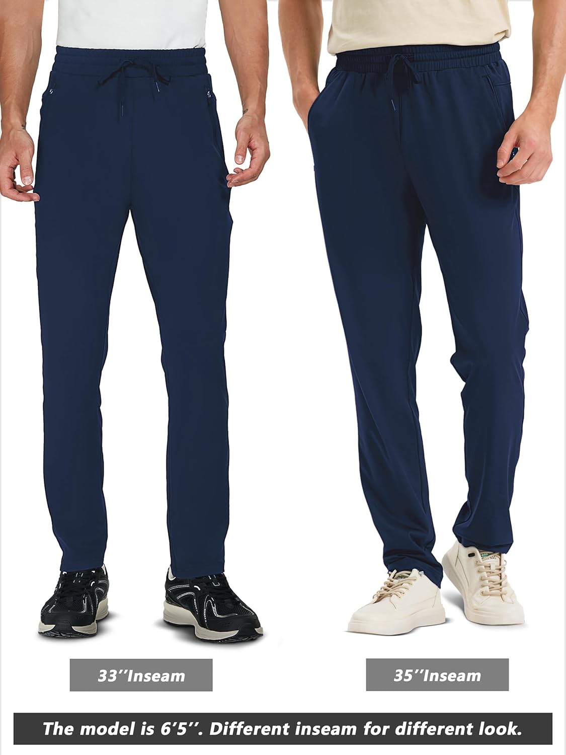 SEVEGO Men's 31"/33"/35"/37" Inseam Tall Sweatpants Zipper Pockets Joggers Athletic Workout Pants - Image 3