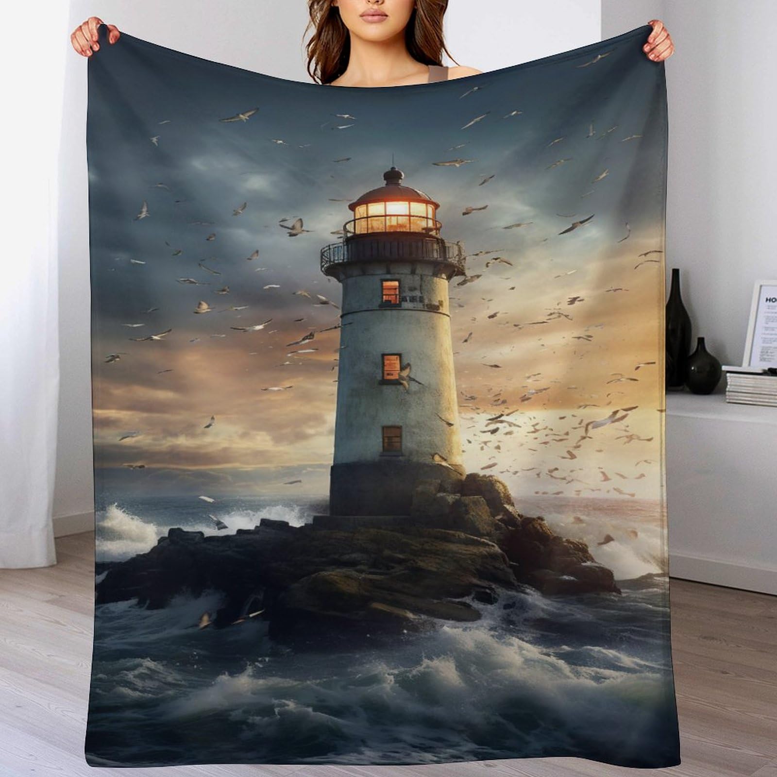 Couverture canapé phare pour éviter le froid plaid flannel doux chaud bureau voyage