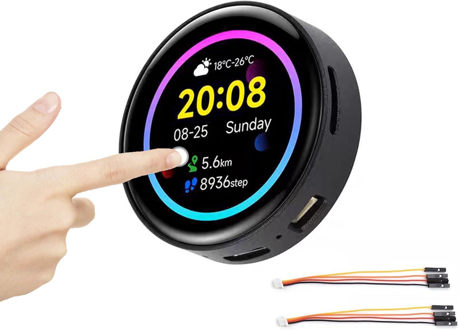 RP2350 1.43inch AMOLED Touch Display Development Board, 466x466, SPI Interface Round Display, Onboard Accelerometer and Gyroscope Sensor, USB, UART, I2C and GPIO, etc. with CNC Metal Case