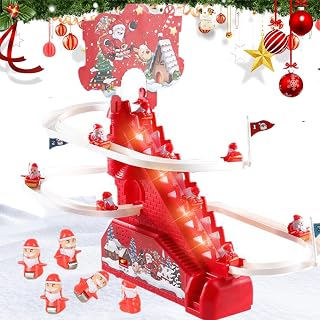 Santa Climbing Toy, Santa Electric Slide Climbing Toys for Automatic Stairs,Playful Santa Race Game, Christmas Roller Climbing Toys with LED Light and Music for Toddlers Boys Girls