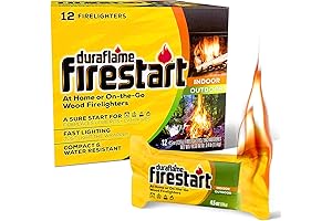 Quick-Lighting Firestarter Logs: 12-Pack for Indoor and Outdoor Use, Plus Color-Changing Fire Packet