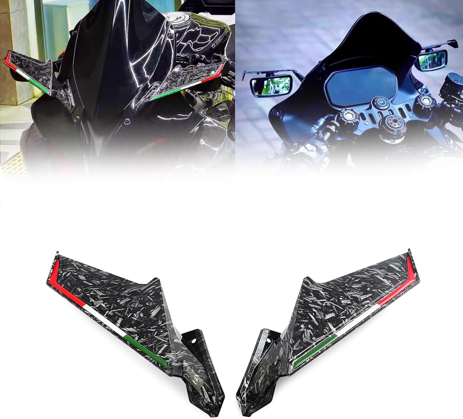 FOR GSX250R GSX-R600/750 GSX-8R side spoiler fairing motorcycle wing kit rearview mirror winglet adjustable swivel rearview mirror gsx-8r/250r/600/750 motorcycle accessories (Forging pattern)