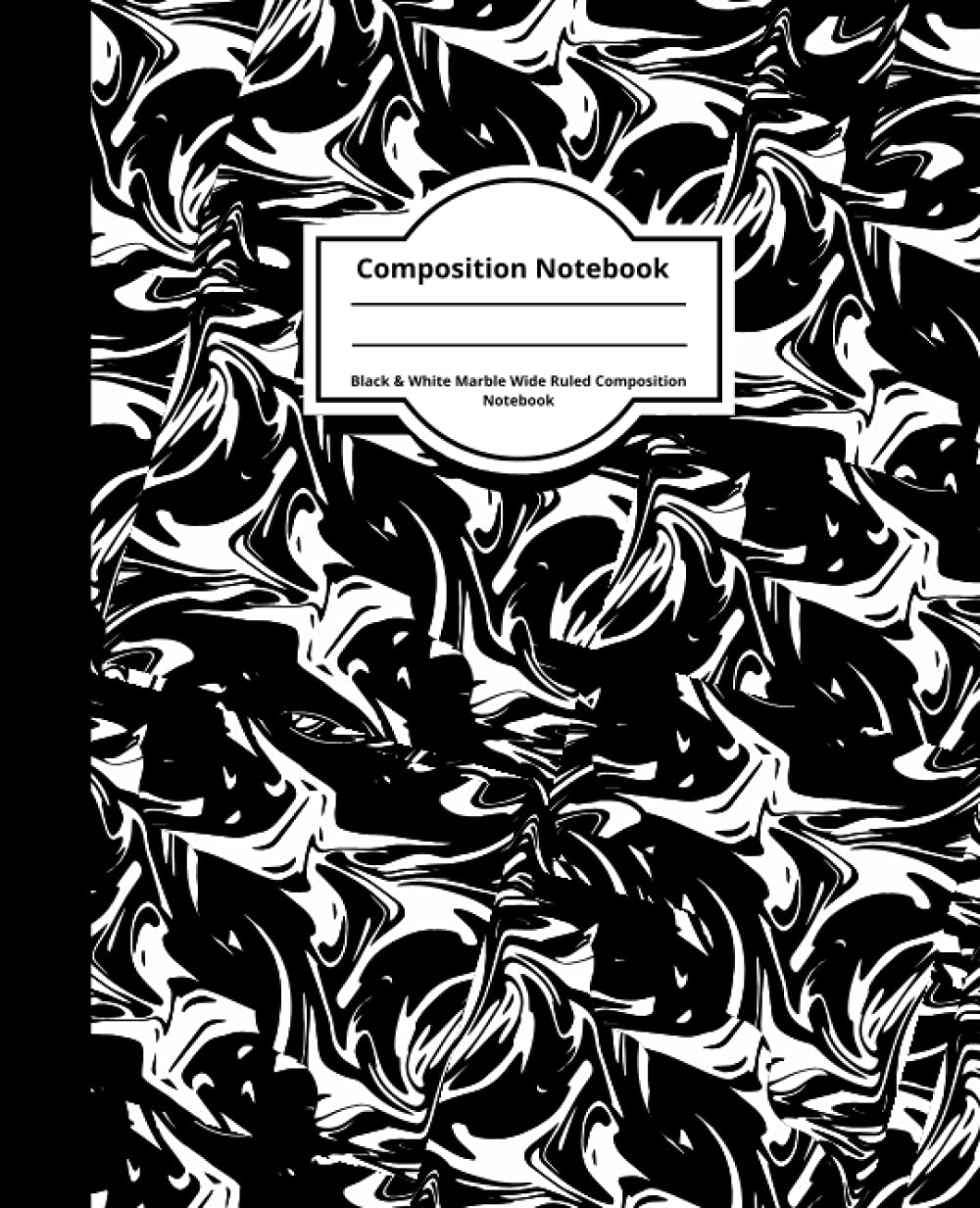 Black & White Marble Wide Ruled Composition Notebook: Classic composition book for Students, Teachers, Writers | Lightly lined Pages