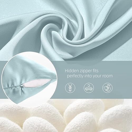 Miniatura 156 de Funda de almohada de seda para cabello y piel, de seda de morera, suave, transpirable, lisa de ambos lados, de seda natural, con cremallera, 1 Azul