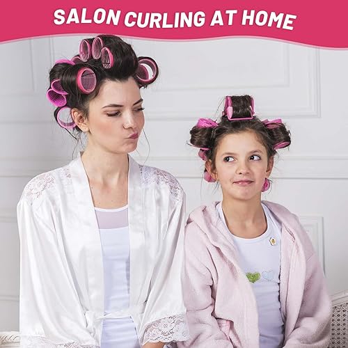 Miniatura 9 de Juego de 24 rulos jumbo con 12 rodillos grandes y 12 pinzas para el cabello para un volumen largo y mediano (negro)