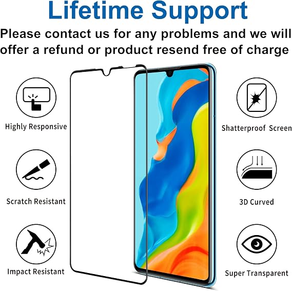 4youquality 3Pack Full Coverage for Huawei P30 Lite Screen Protector