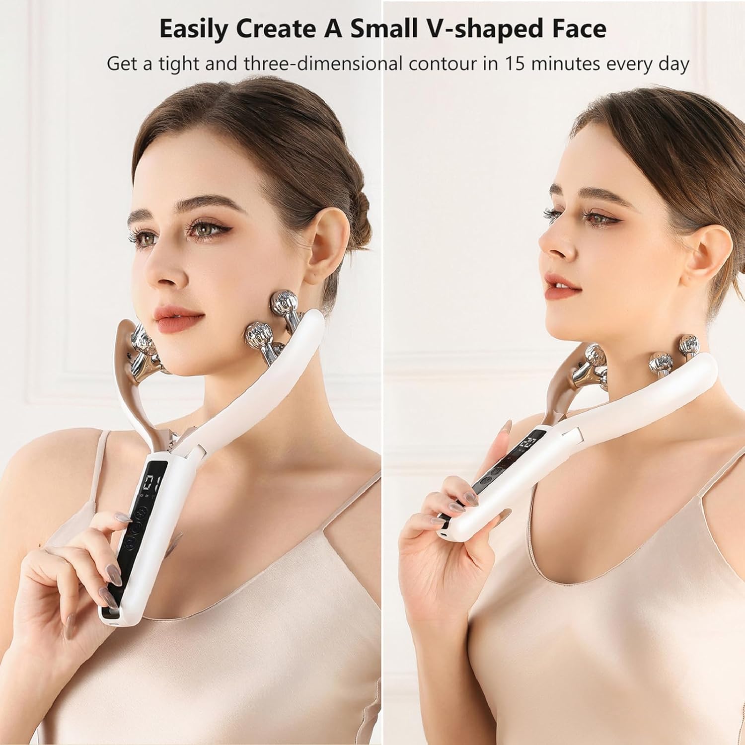 Wireless Facial Massager, 6 Modes & V-Shape Sculpting, 3D Roller Electric Facial Roller for Face and Neck, Portable Skin Tightening Tool for Home & Travel (1Pcs)