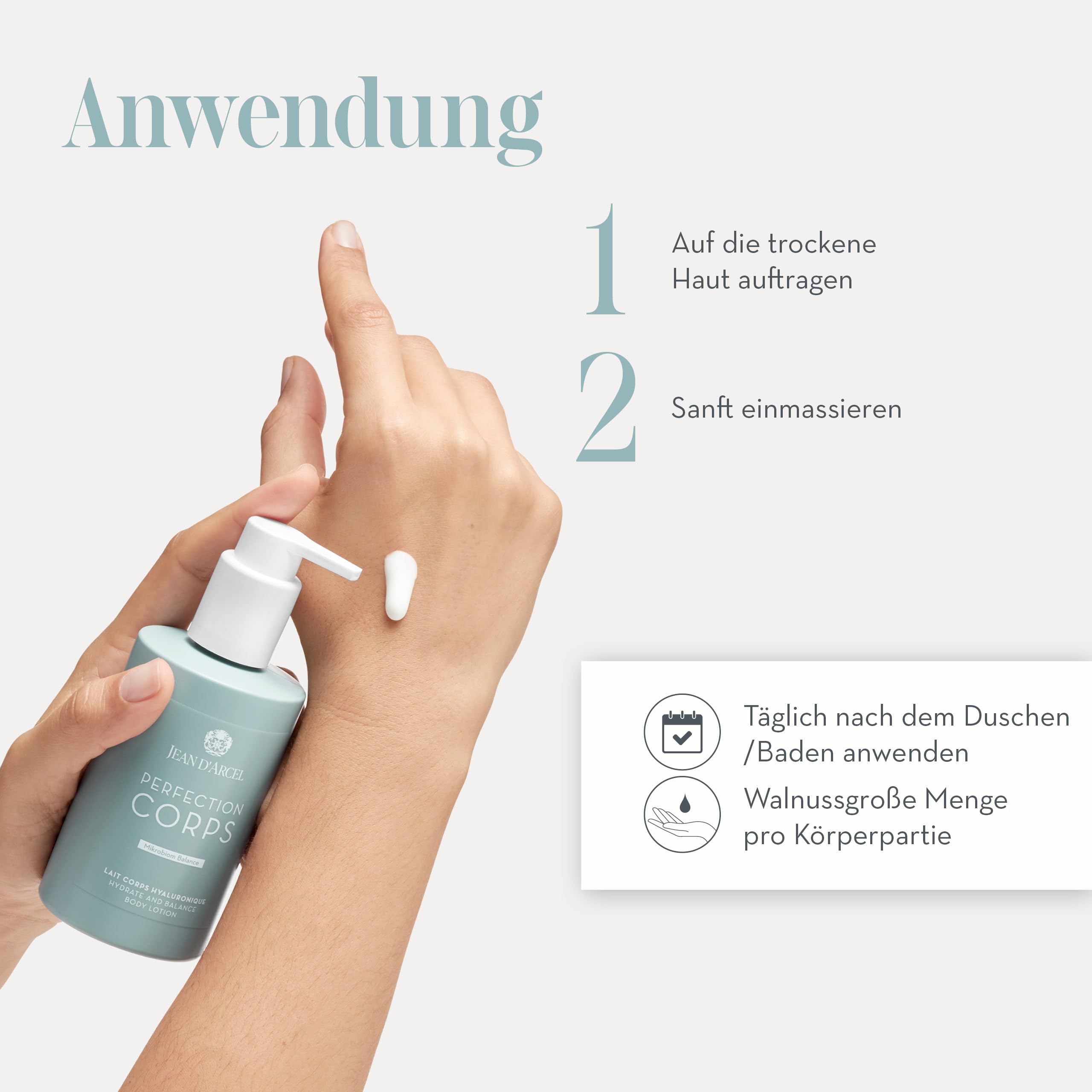JEAN D'ARCEL PERFECTION CORPS Körpermilch mit Hyaluronsäure -LAIT CORPS HYALURONIQUE 200 ml - Stärkt die Schutzbarriere - Durchfeuchtet die Haut - Für ein samtweiches Gefühl