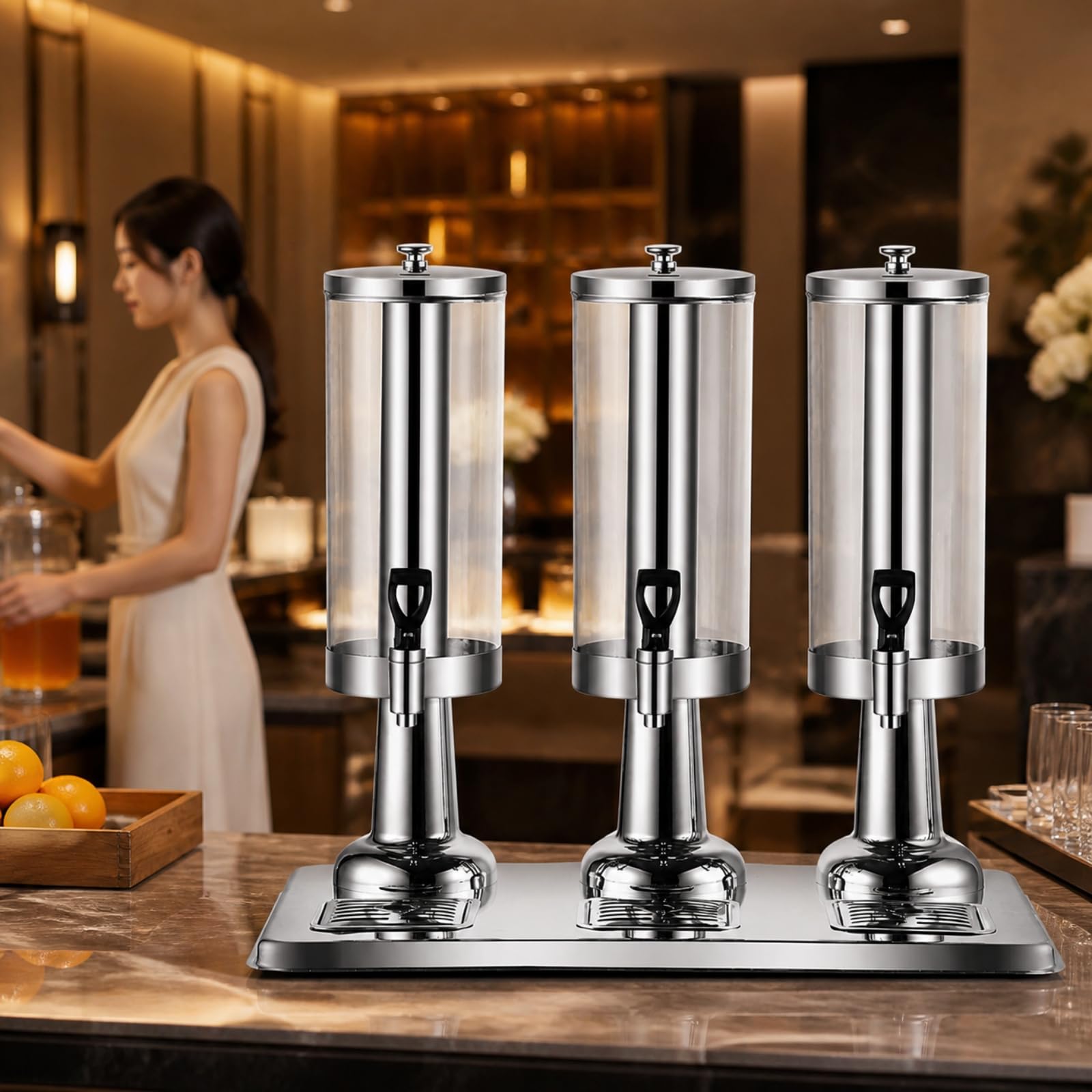 MagiDeal Dispensador Bebidas con 3 Dispensadores Autoservicio Dispensador Bebidas con pósito para, Cafería, Caring