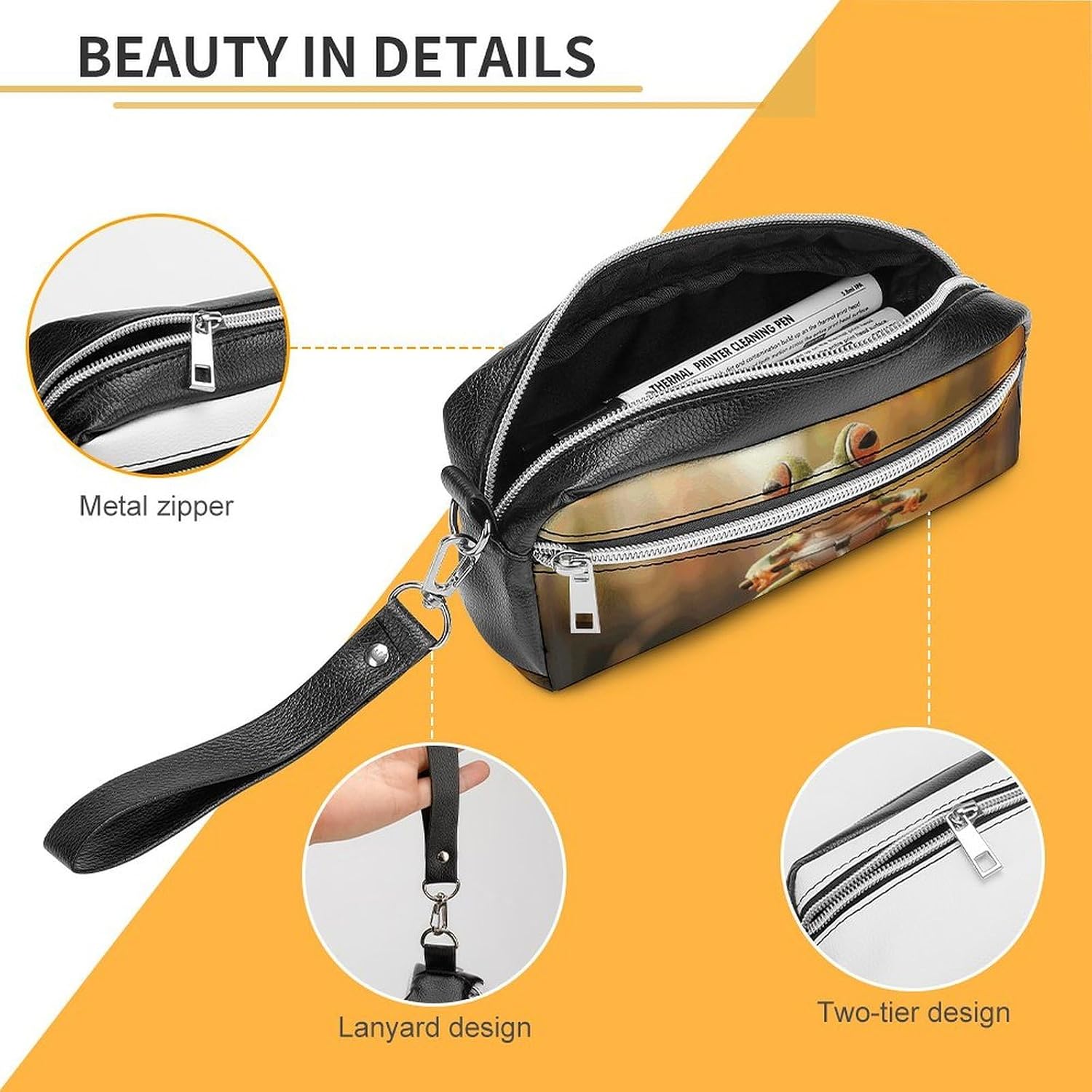 Makeup Bag for Women Travel Toiletry Pouch Portable Pencil Case with Zipper image 4