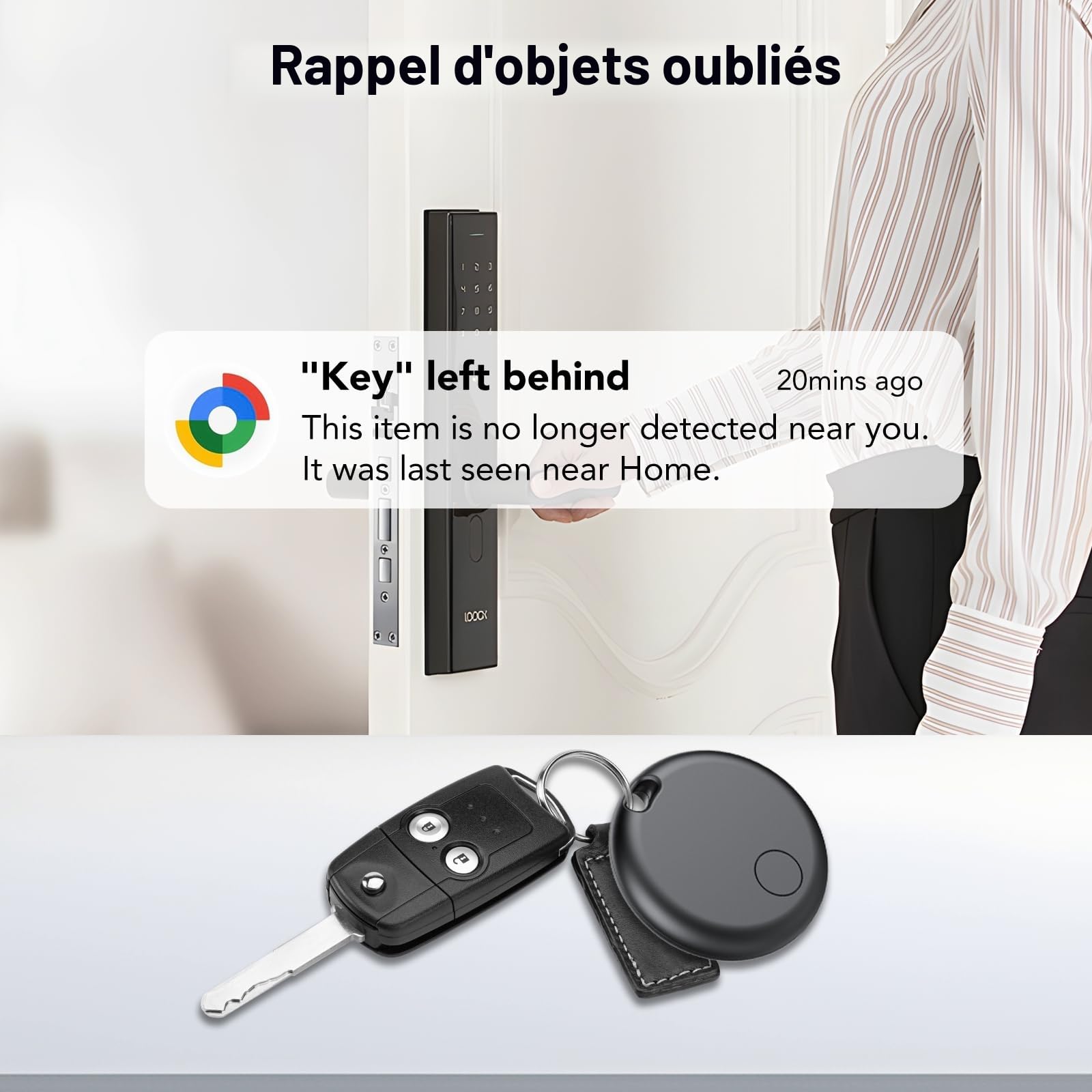 Android Smart Tag, Traceur GPS Lot de 2, Localisateur D’Objets Bluetooth Fonctionne avec l’app Google Localiser (Uniquement Android), Batterie Remplaçable, IP67 Imperméable, Voiture/Les clés/Valises