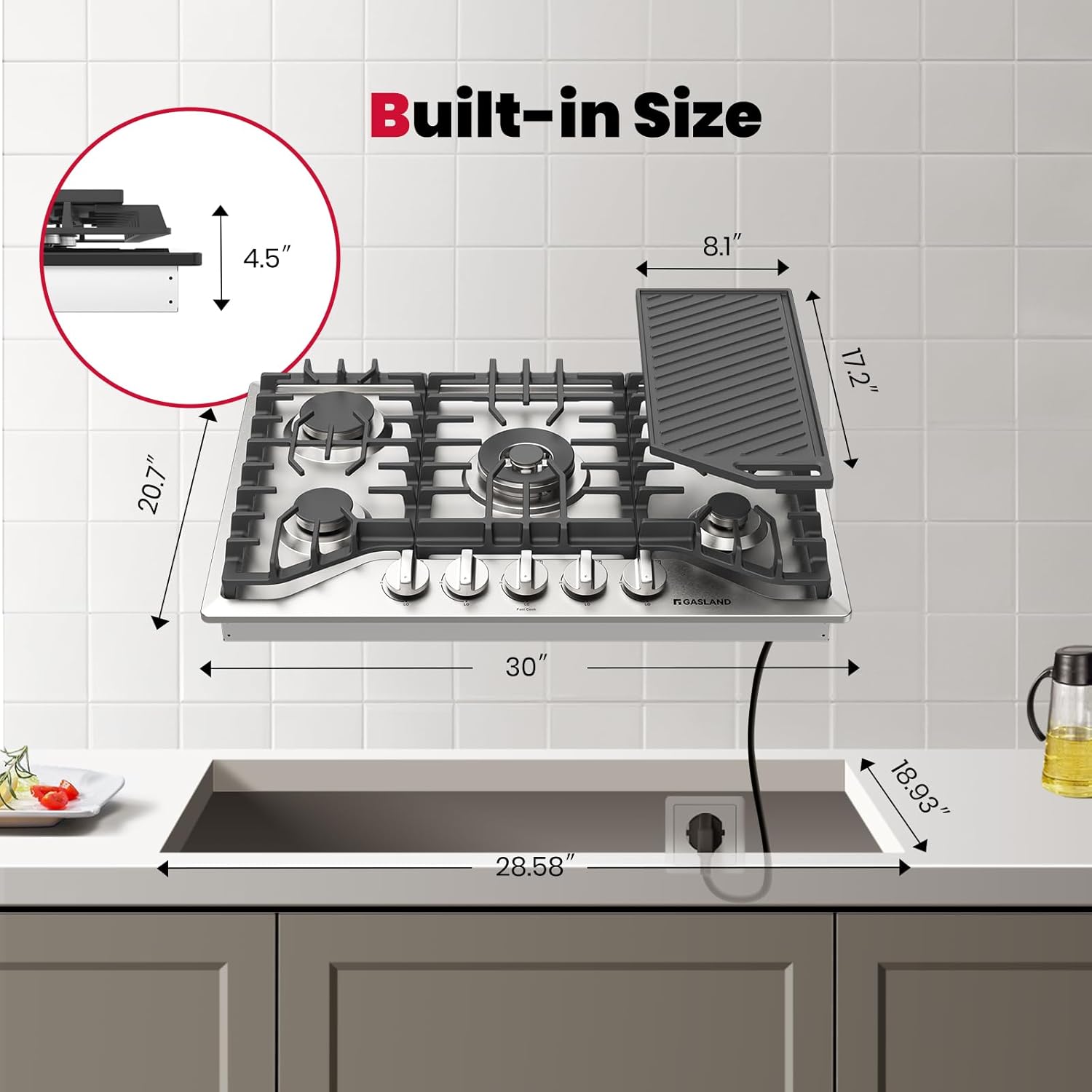 GASLAND 30 Inch Gas Cooktop + Master 30 Inch Under Cabinet Range Hood