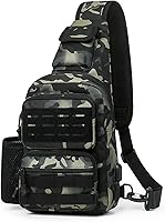 Vista 8 de BAIGIO Tactical EDC Sling Bag Militar Una Correa Hombro Mochila Molle Range Bolsas Paquete de Pecho, #01-verde militar, Pequeño, Bolso táctico
