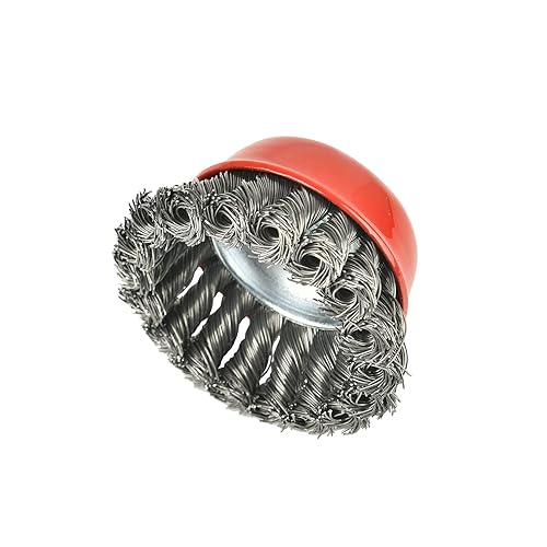 Miniatura 4 de 8 piezas  Cepillo de copa de rueda anudado torcido de 3 pulgadas con eje roscado de 58 pulgadas  11 para amoladora angular, RPM máximo 12,500,