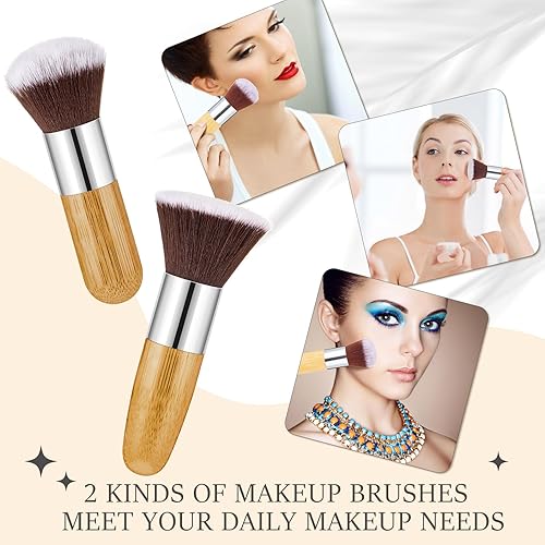 Miniatura 13 de Tessco for you 2 brochas de maquillaje retráctiles Kabuki, brochas de maquillaje en polvo, base, brochas de viaje portátiles para rubor