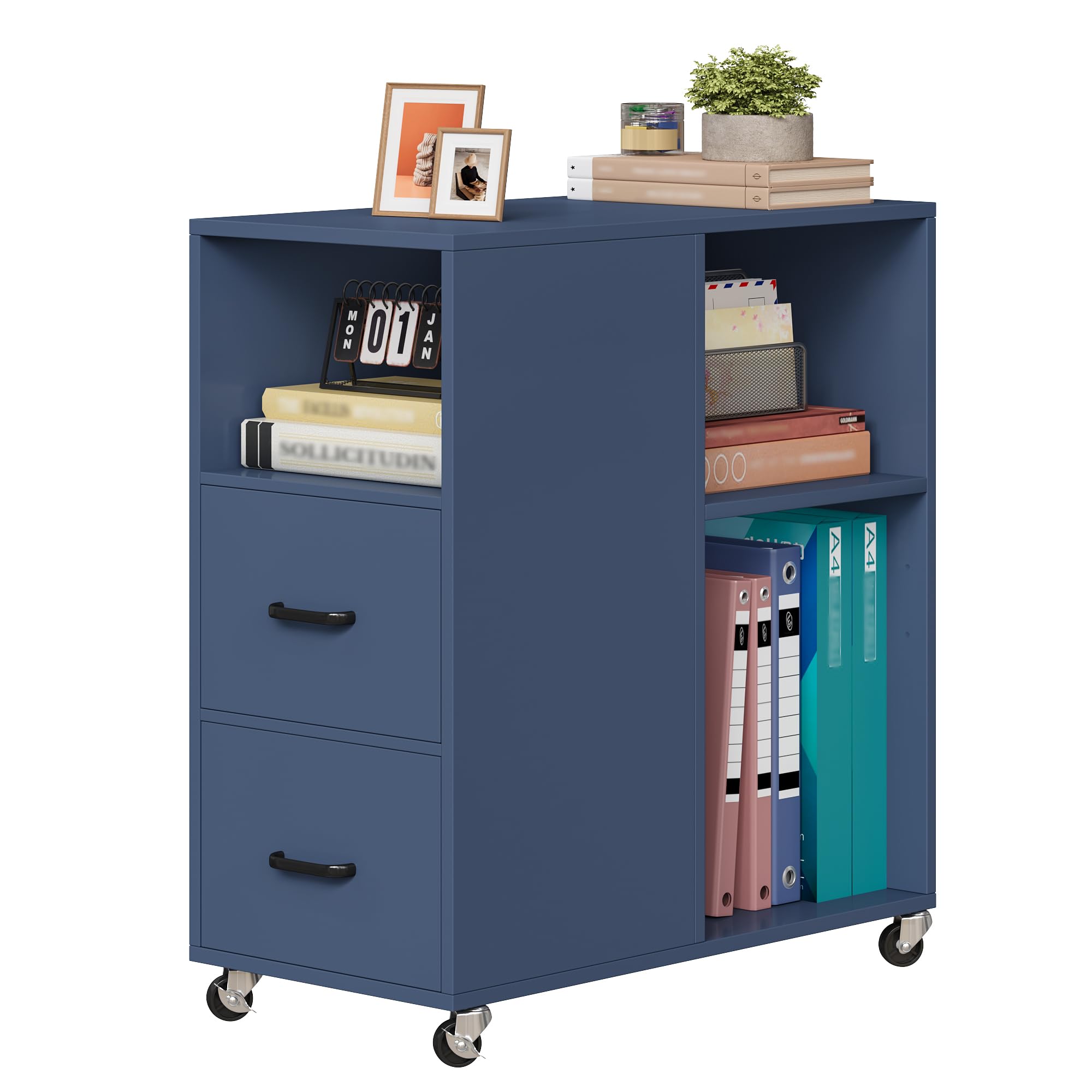 HOCSOK Cajonera con ruedas con estante ajustable, color azul