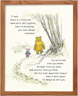 Winnie Wall Art FRAMED - Pooh Kids Room Decor - Boys Room Decor - Little Girls Bedroom Picture - Baby Nursery Decoration - Wall Print for Toddlers - Inspirational Positive Quotes Picture Poster print