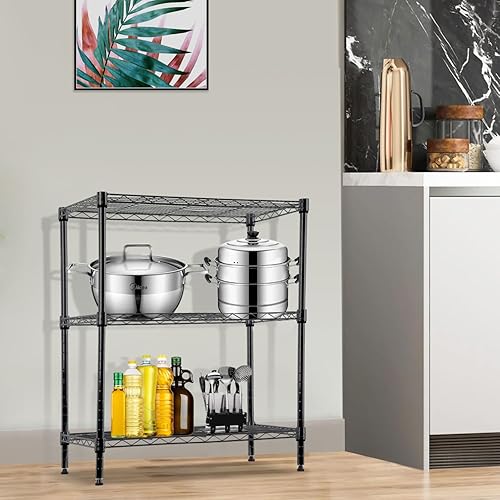 Vista 104 de Estantería de almacenamiento de 6 niveles, estantería de alambre, 48 pulgadas de largo x 18 pulgadas de ancho x 72 pulgadas de alto, estante Negro