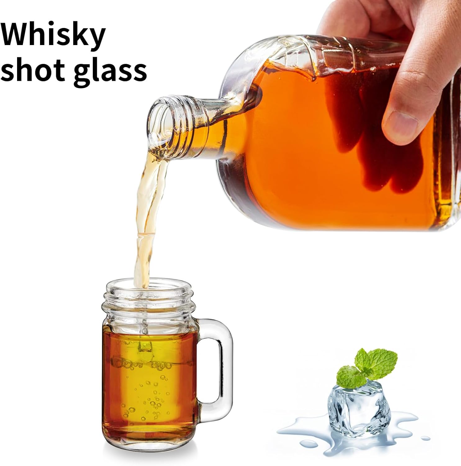 60Pcs Mini Mason Jar with Handles,1.7oz/50ml,Premium Shot Glasses with Leakproof Lids for Drink,Dessert,Condiments,Jams,Candle,Craft (60)