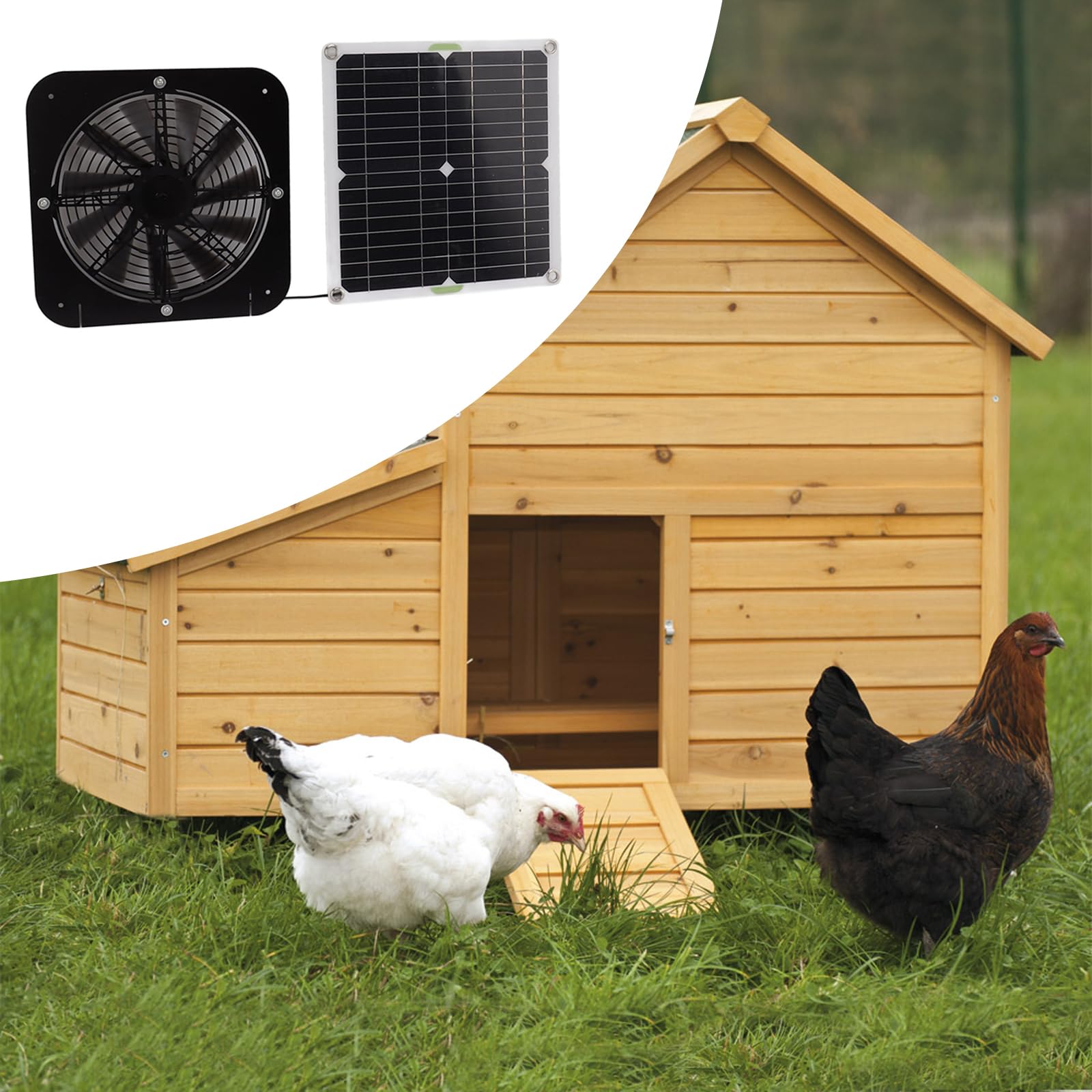 Ventola di scarico a energia solare per pollaio, serre, capanni, set di pannelli solari impermeabili per esterni, accessori di ventilazione, pannello monocristallino