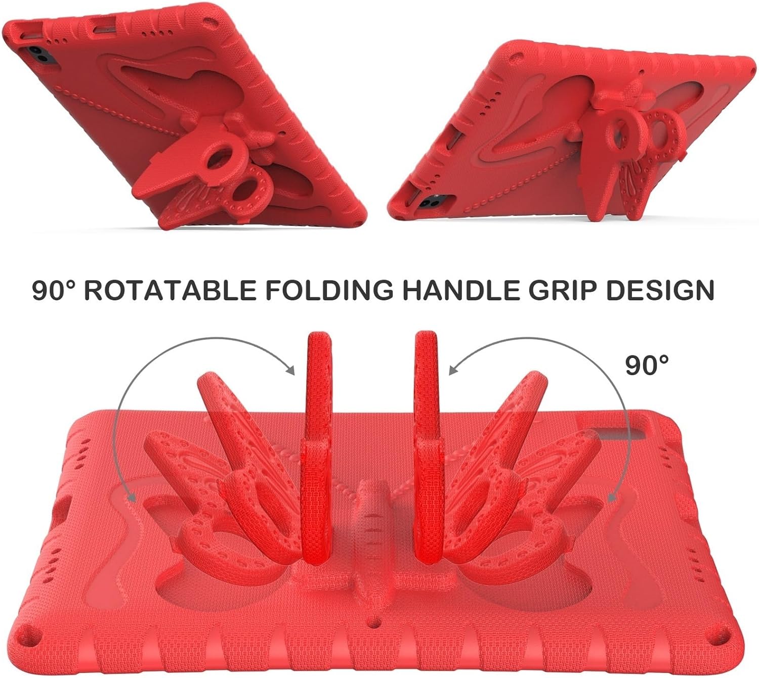 Compatible with iPad Air 13 Inch M3 2025/Air 13" M2 2024 with Shoulder Strap and Stand, Lightweight Shockproof EVA Foam Case for Boys and Girls (Red)