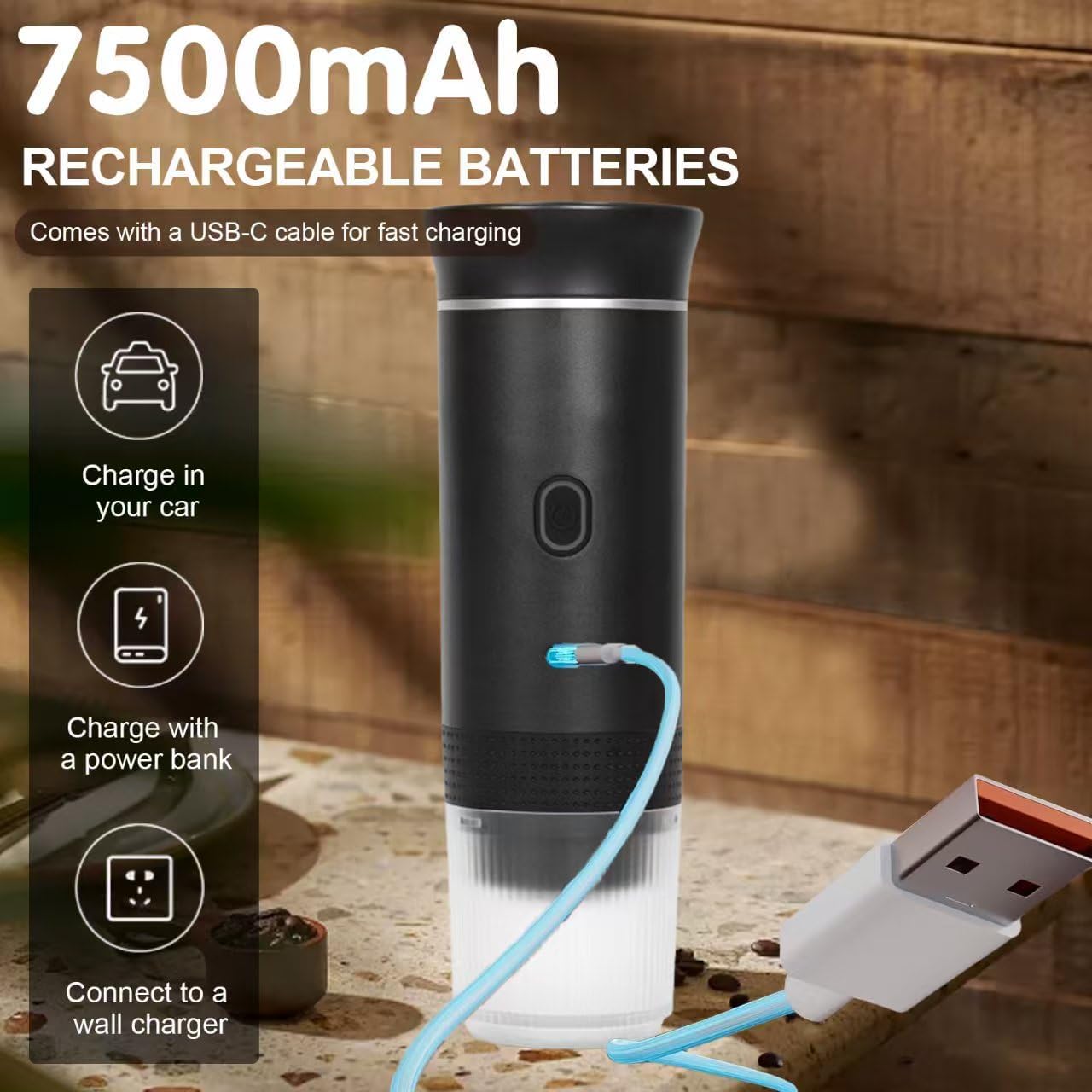 Portable Coffee Maker, 3-in-1 Espresso Machine for Travel 20 bar Mini Coffee Maker Compatible with Ground Coffee & Capsule for Car, RV, Hiking, Camping, Office, Travel Espresso Maker