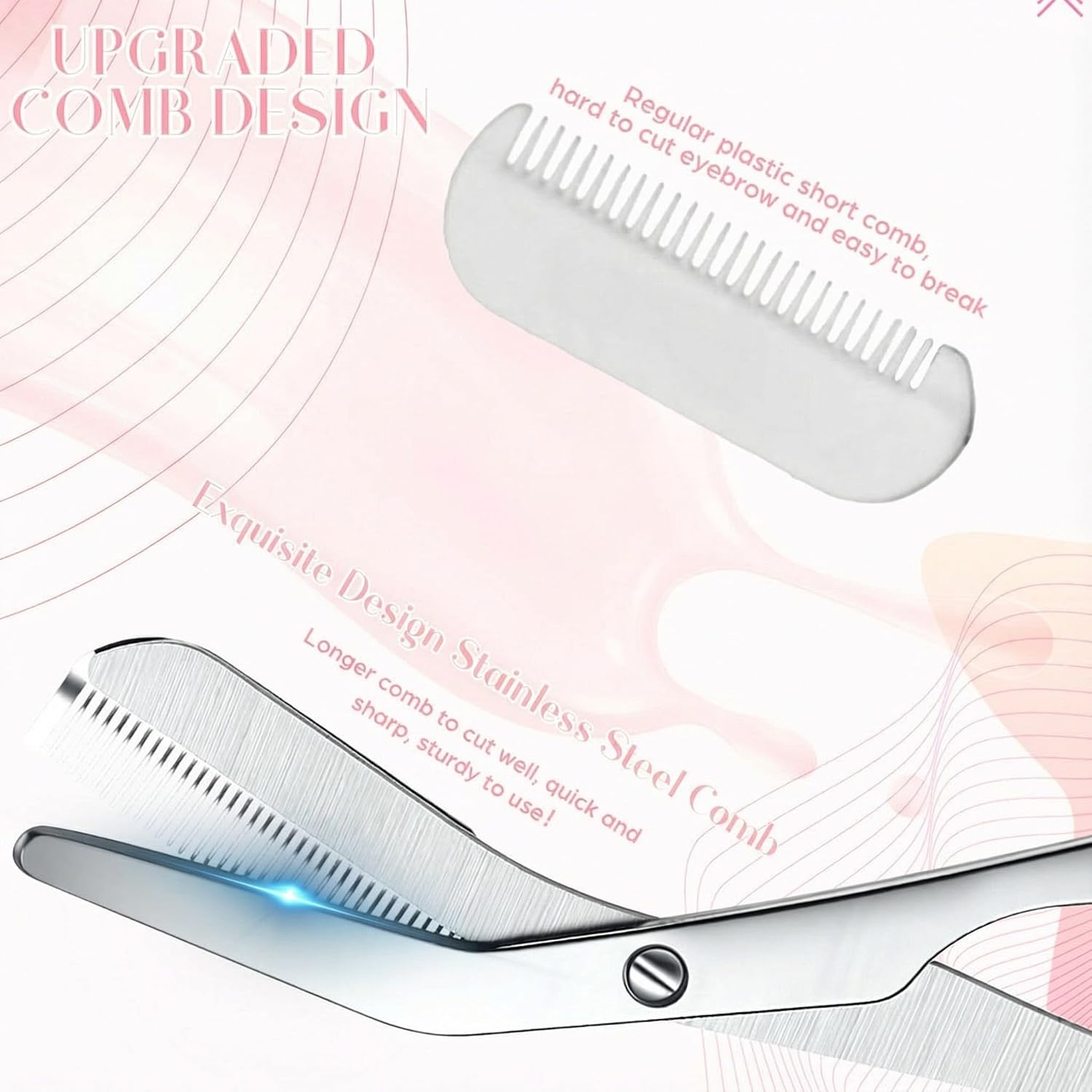 2 Pack Eyebrow Trimming Scissors with Combs, Stainless Steel Eyebrow Trimmers for Women Men Gifts, Brow Trimming Tool Beard Trimmer (Gray,Black)