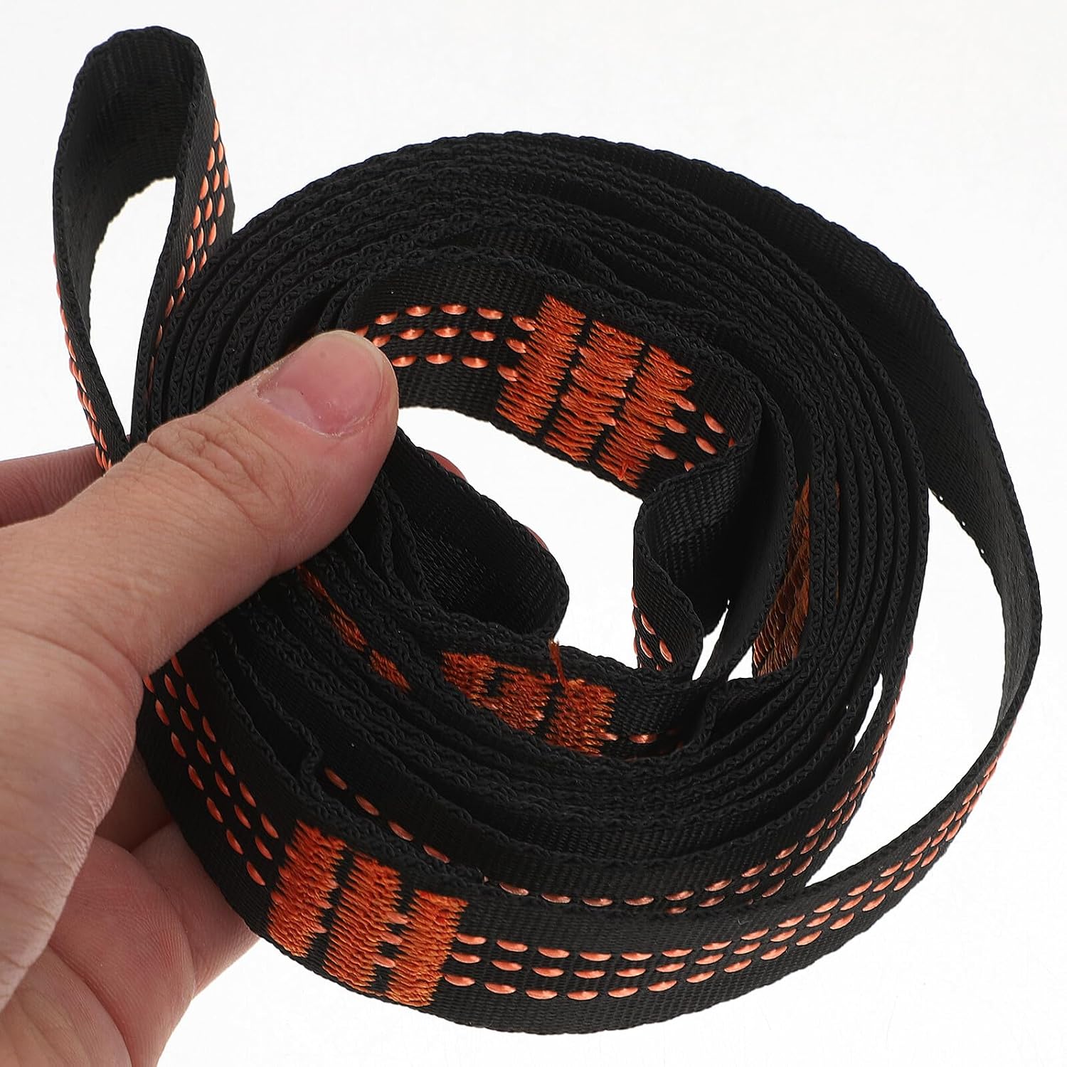 Abaodam Outdoor Hammock Tree Straps Kit 2m Polyester Tree Swing Hanging Rope with 6 Loops, 2 Orange Straps, 2 Black Buckles, and Carry Bag for Backyard Swing Accessories
