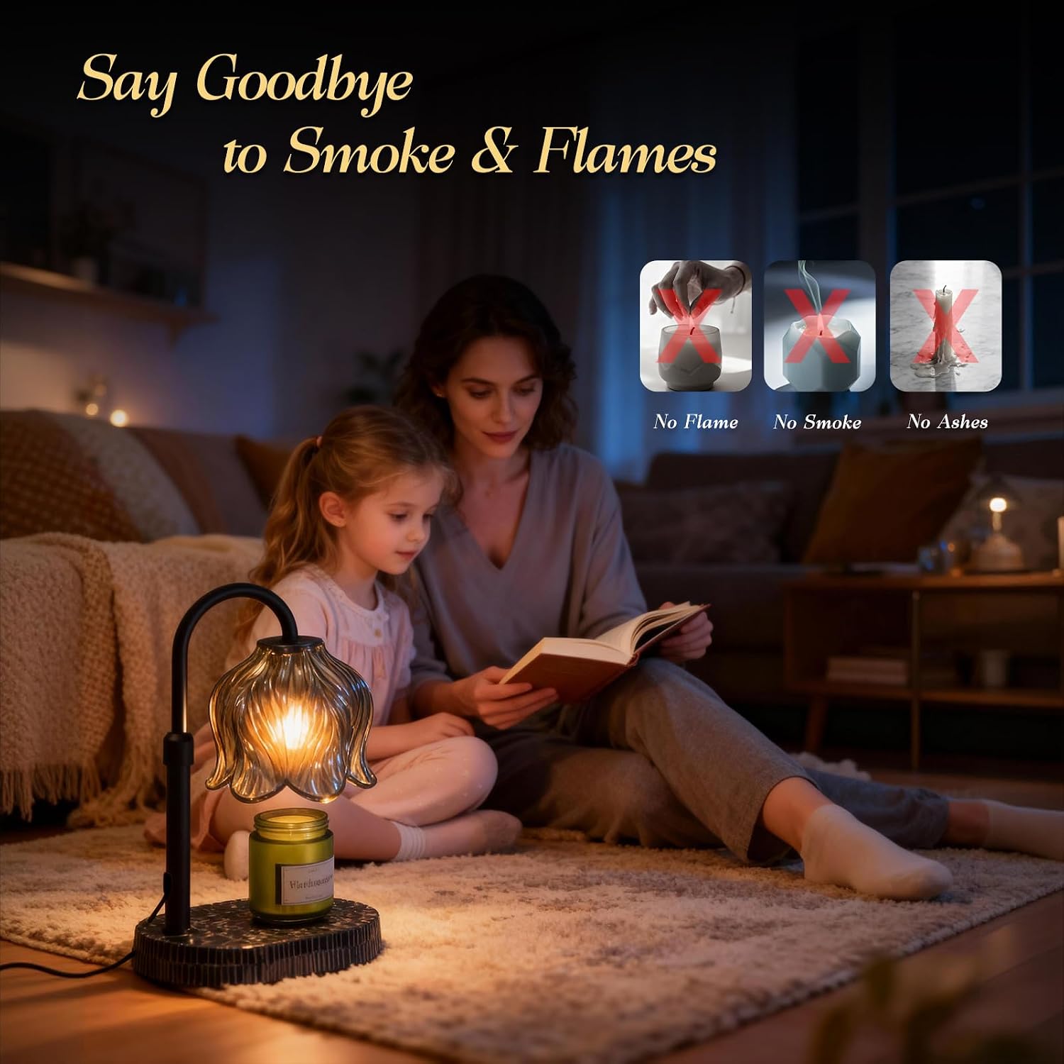Flower Candle Warmer Lamp, Timer & 4-Level Dimmer, Adjustable Height image 4