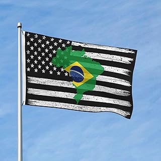 Double Sided US And Brazil Terrain Map Flag 3x5 Ft Polyester Outdoor Flags Durable Patio Decor Banner for All Seasons