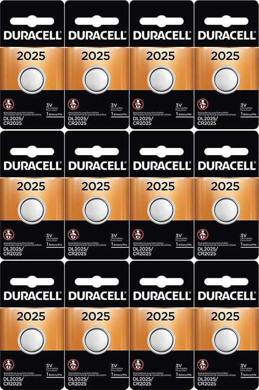 Paquete de 12 pilas Duracell 2025 de botón de litio de 3,0 voltios