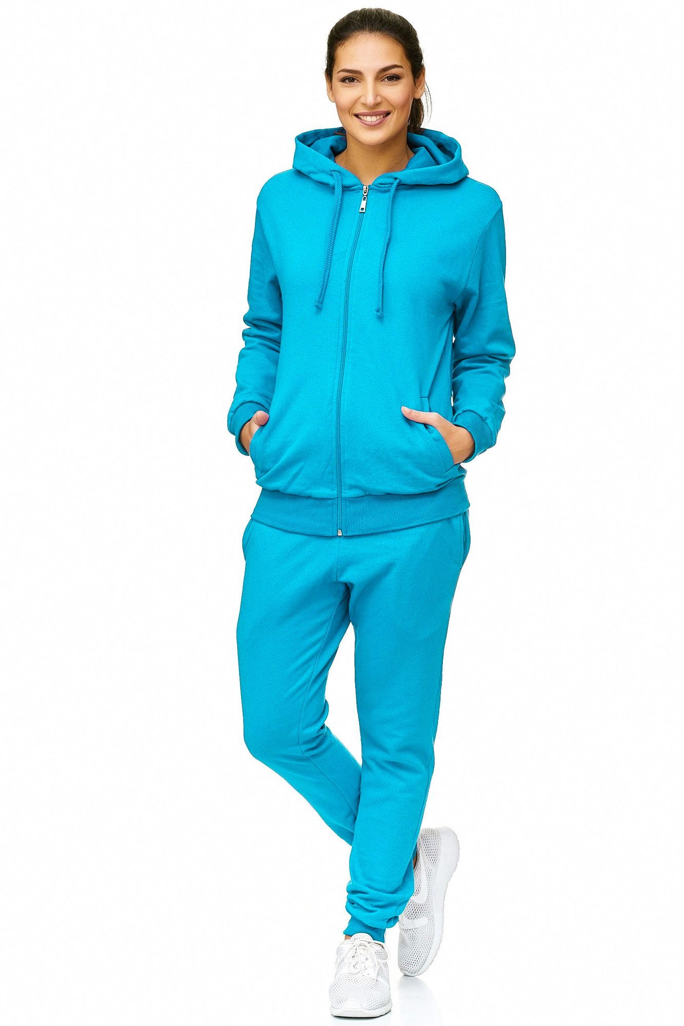 Violento Jogginganzug | Damen | Frauen | Trainingsanzug | Tracksuit | Uni Colour | Sportanzug | Fitness 586 Basics Baumwolle | Homewear Präsentationsanzug