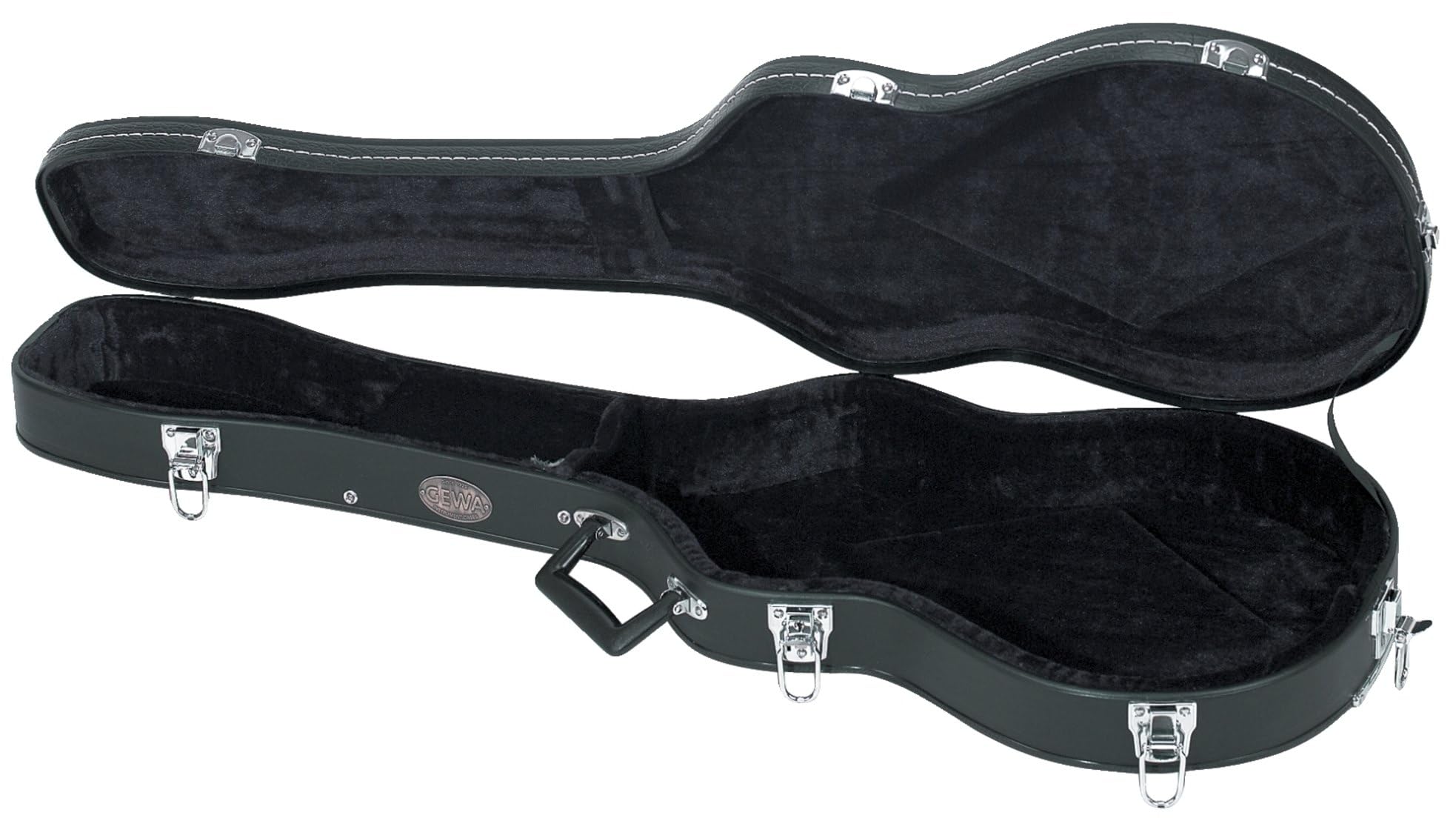 GEWA futerał na gitarę model LP Flat Top Economy - rdzeń drewniany - płaski wieko - matowa czarna powłoka ze skóry syntetycznej - chromowane zamki - przegródka na akcesoria