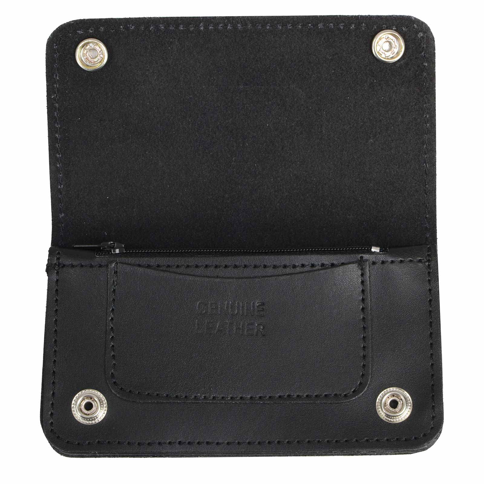 Milwaukee Leather Men's Genuine Leather Bi-Fold Biker Wallets w/Anti-Theft Stainless Steel Chain - 6 Inch