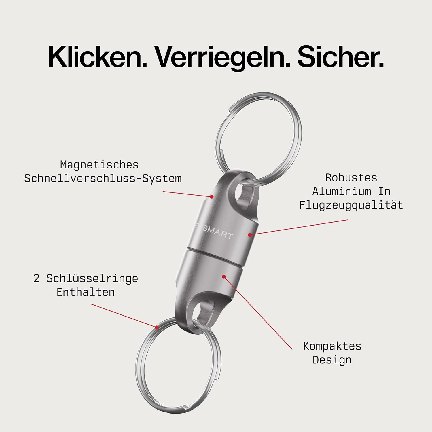 KeySmart MagConnect Magnetic Key Holder for Purse, Key Chains for Car Keys - Detachable Key Ring Quick Release Keychain image 2