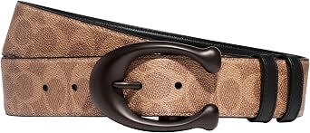Coach CE521 Mens 1.6 inch 40 mm 3D C Belt, Black/Tan One Size