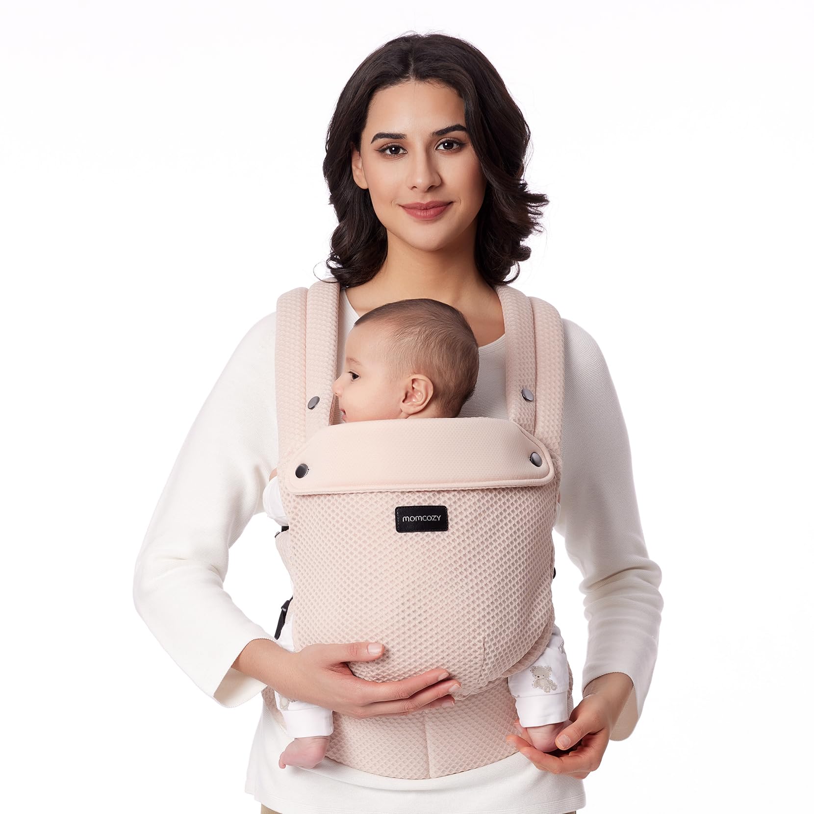 Momcozy PureHug Baby Carrier, Pure Cotton Carrier for 3-24 Months, Effortless to Put On, Ideal for Hands-Free Parenting, Enhanced Lumbar Support, Khaki — view 18