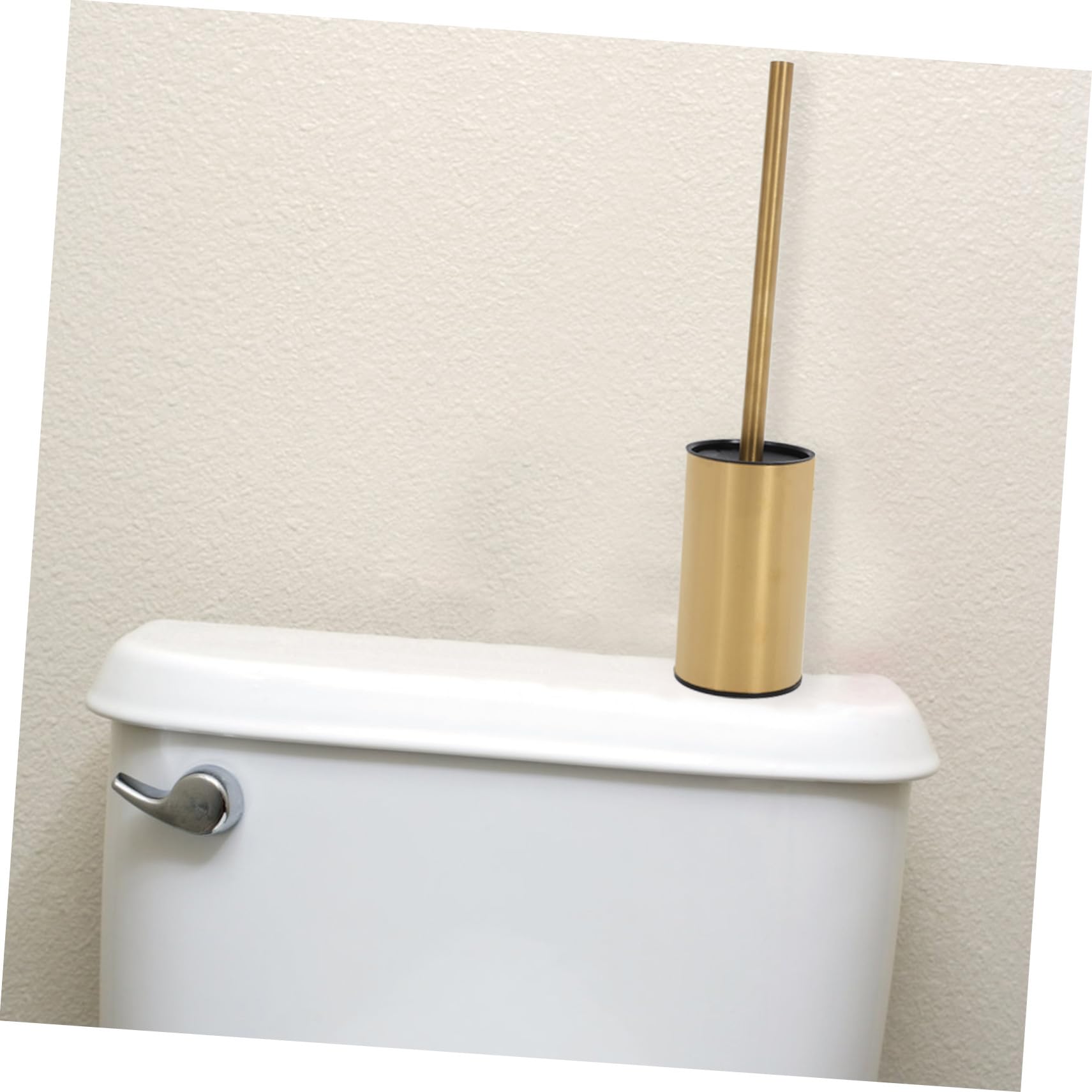 Juego de Escobilla con Diseño Montado en Pared y Mango Largo para Inodoro Material Acero Inoxidable Dorado, Adecuado para Limpieza en Baño U Oficina