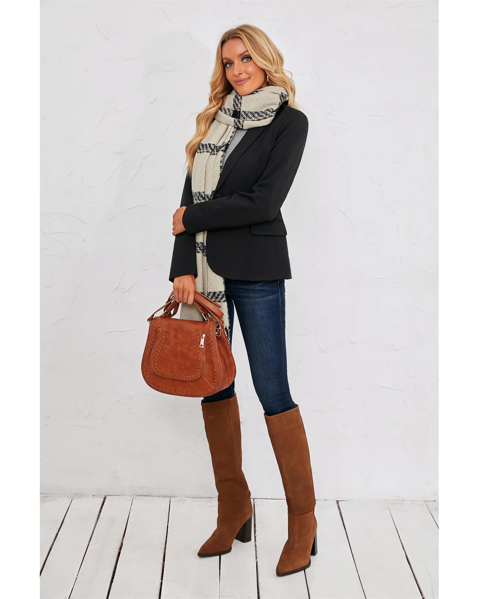 Roskiky Damen Blaze Eingekerbter Blazer mit Revers Taschen und Knöpfe