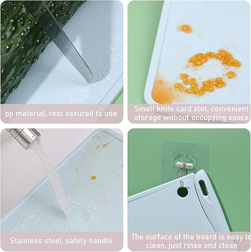 Miniatura 3 de Plplaaoo Mini tablas de cortar para cocina  Tabla de cortar de plástico con agujero para colgar cuchillos  Juego de tablas de cortar multifuncional