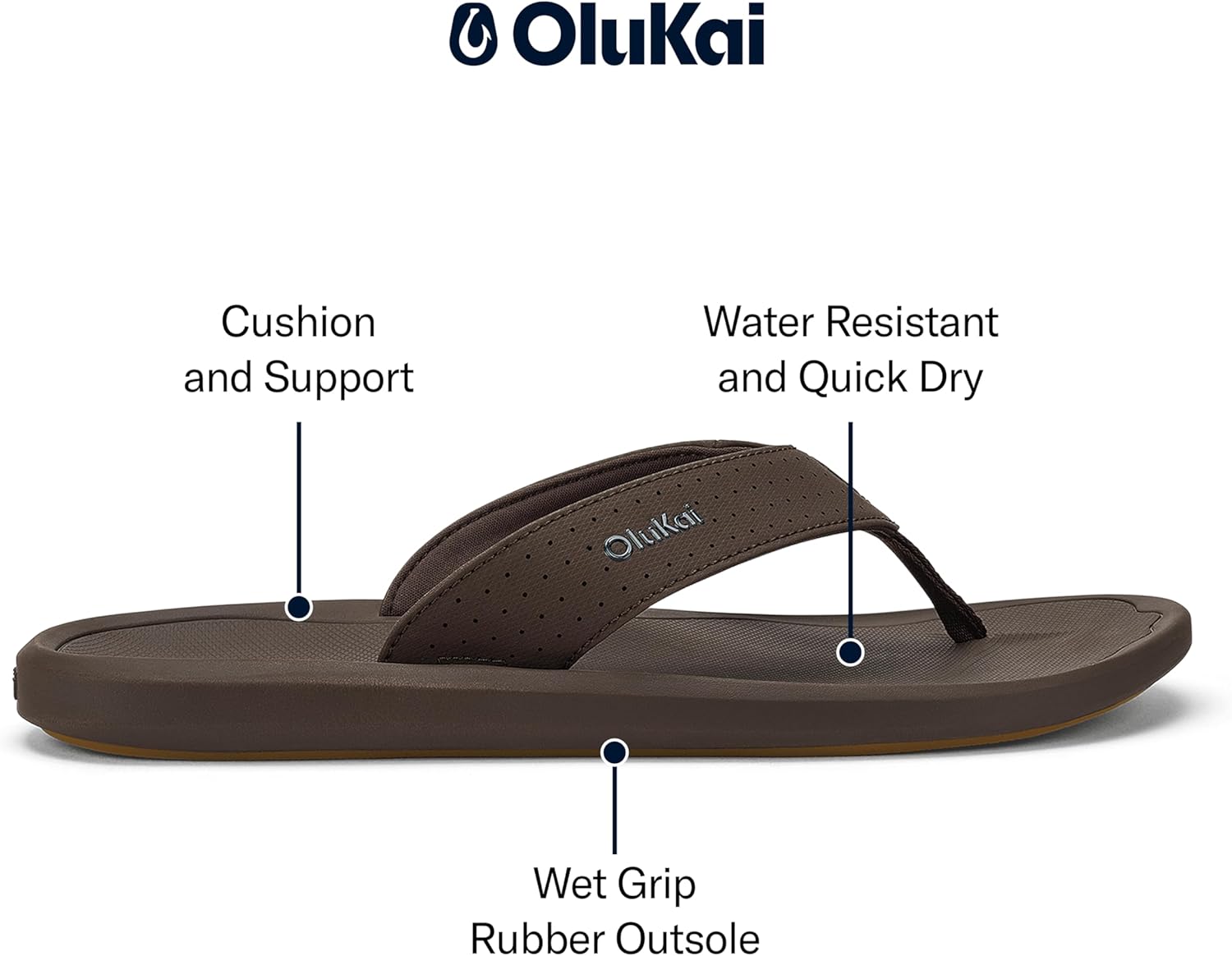 OLUKAI Ki'i Men's Beach Sandals, Quick-Dry Flip-Flop Slides, Water Resistant & Lightweight, Compression Molded Footbed & Ultra-Soft Comfort Fit - Image 4